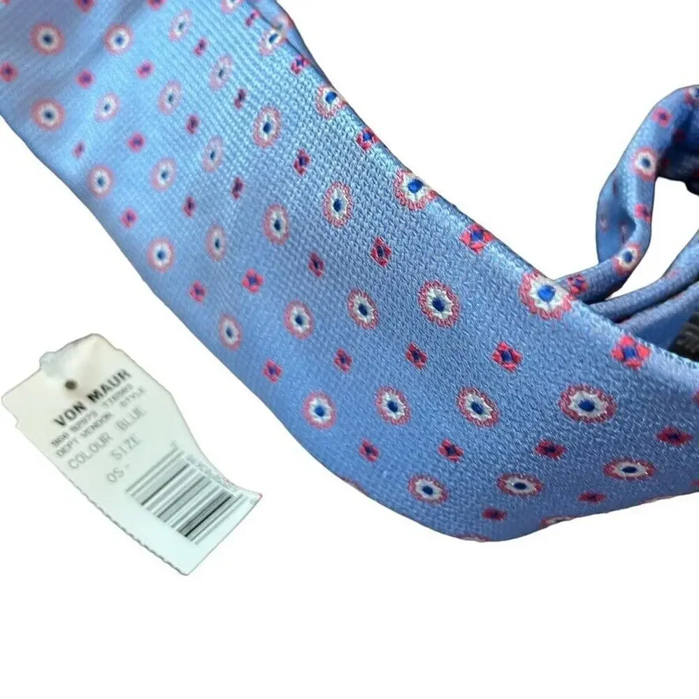 Forsyth Mens Blue Pink 100% Silk Hand Sewn Necktie Neck Tie Textured NWT Career